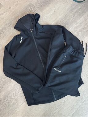 CCM Black Full-Zip Hooded Performance Jacket and Pants Set